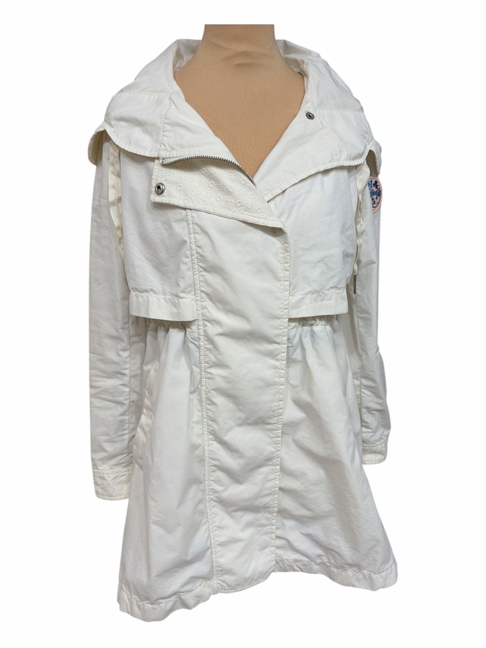 Women’s White Hooded Trench Coat by Teenie Weenie with Eyelet details